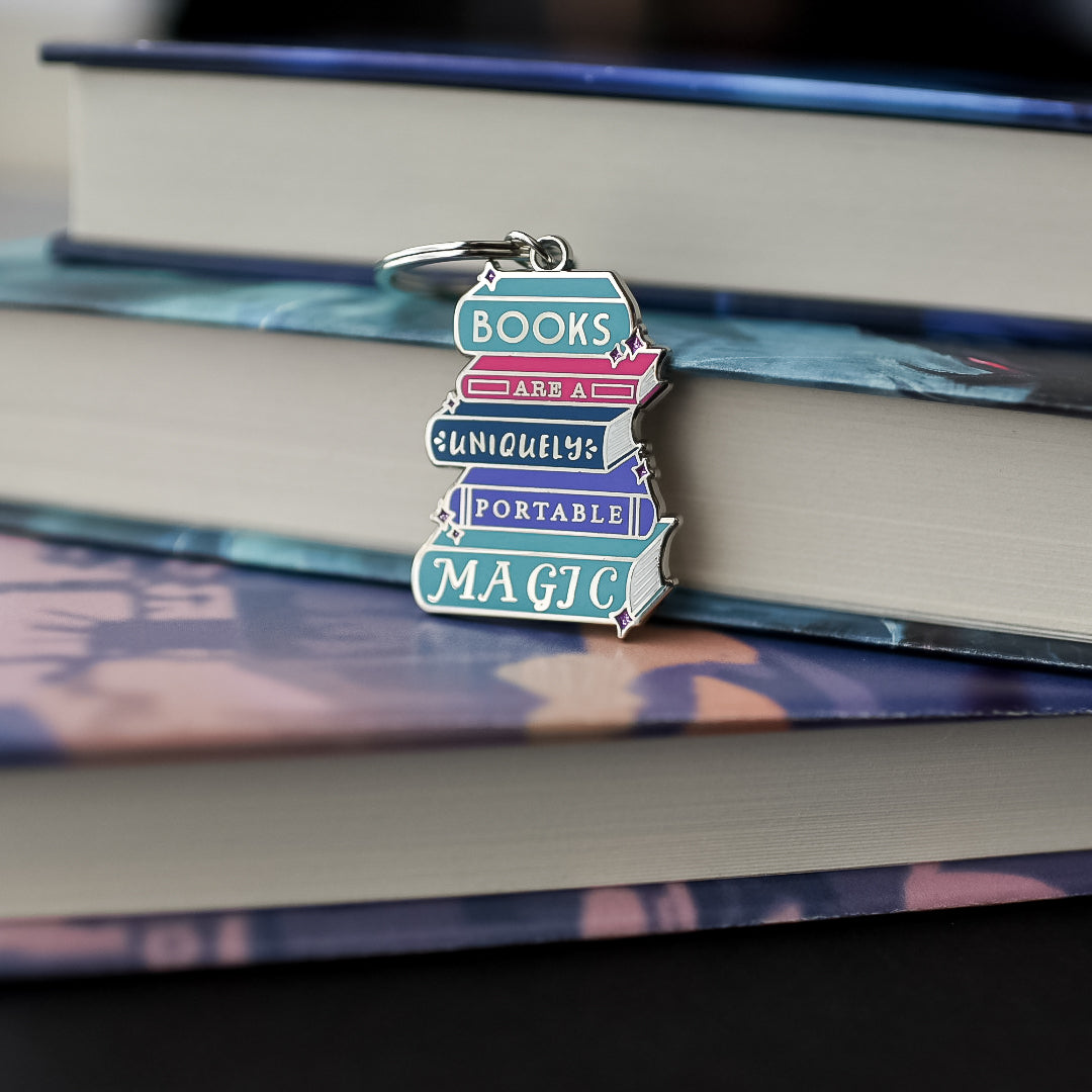 KEYCHAIN - Book Stack Keychain for Unicorn Reward Level from LitJoy Crate | Collectibles & Gifts for Booklovers