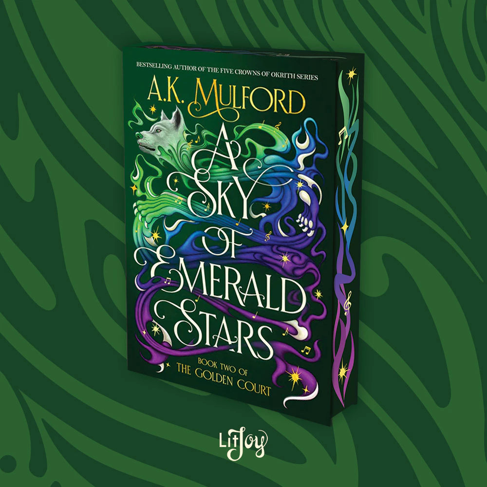 Signed LitJoy edition of A Sky of Emerald Stars by A.K. Mulford with new art, casewrap cover, and edges to pair with book 1.