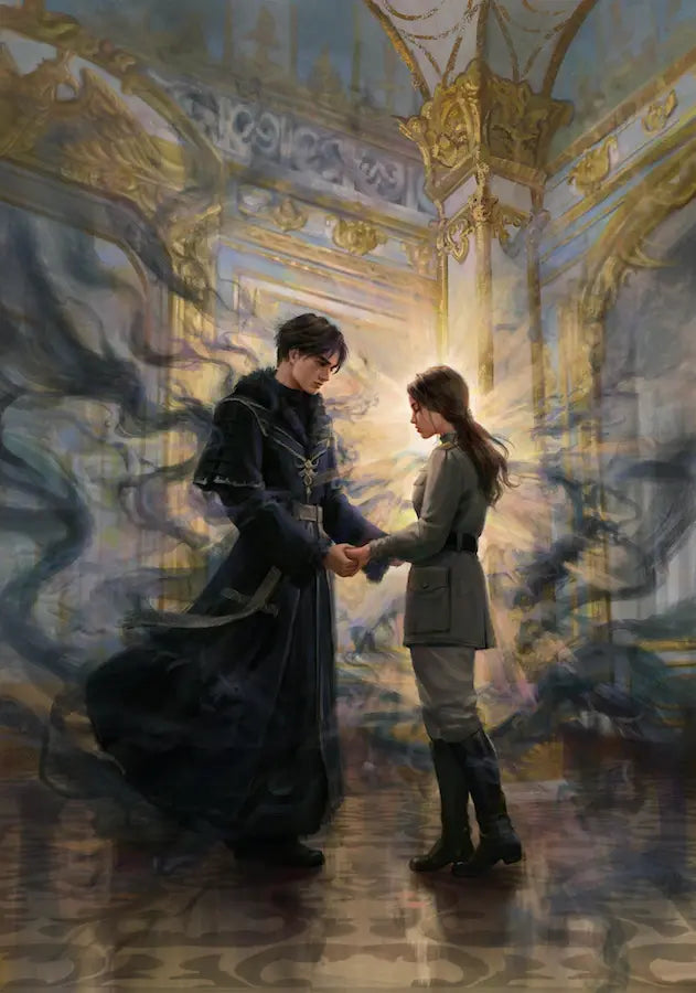 Alina Starkov meets the Darkling in a palace, she glows and he is emanating shadows