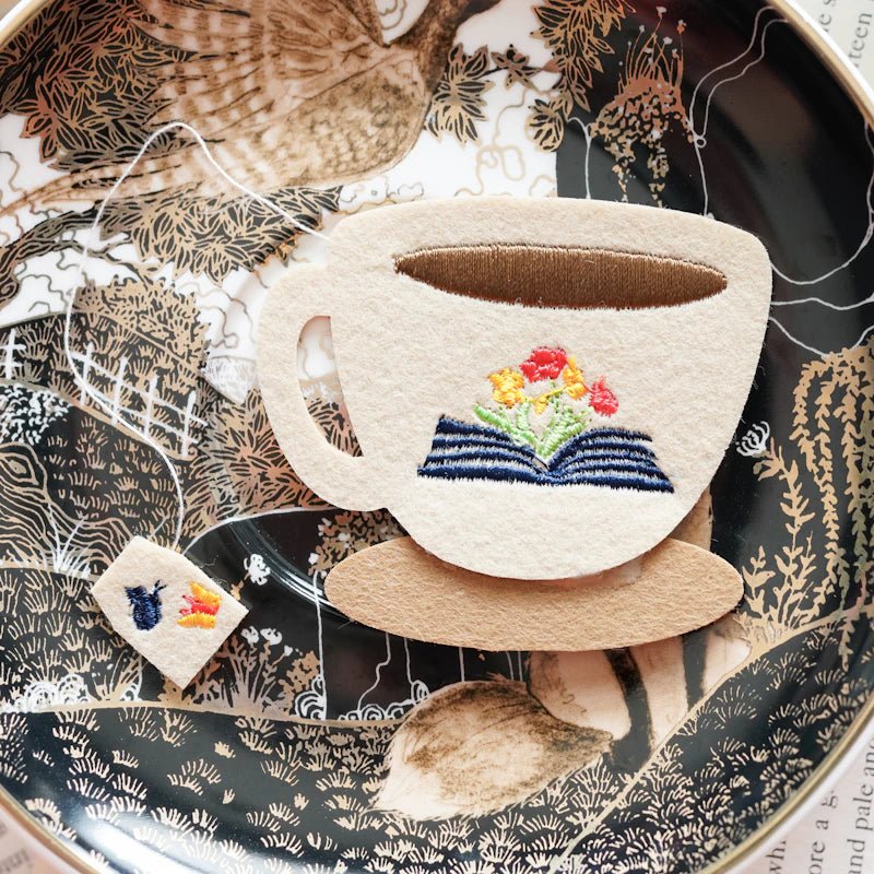 Embroidered Tea Cup Bookmark