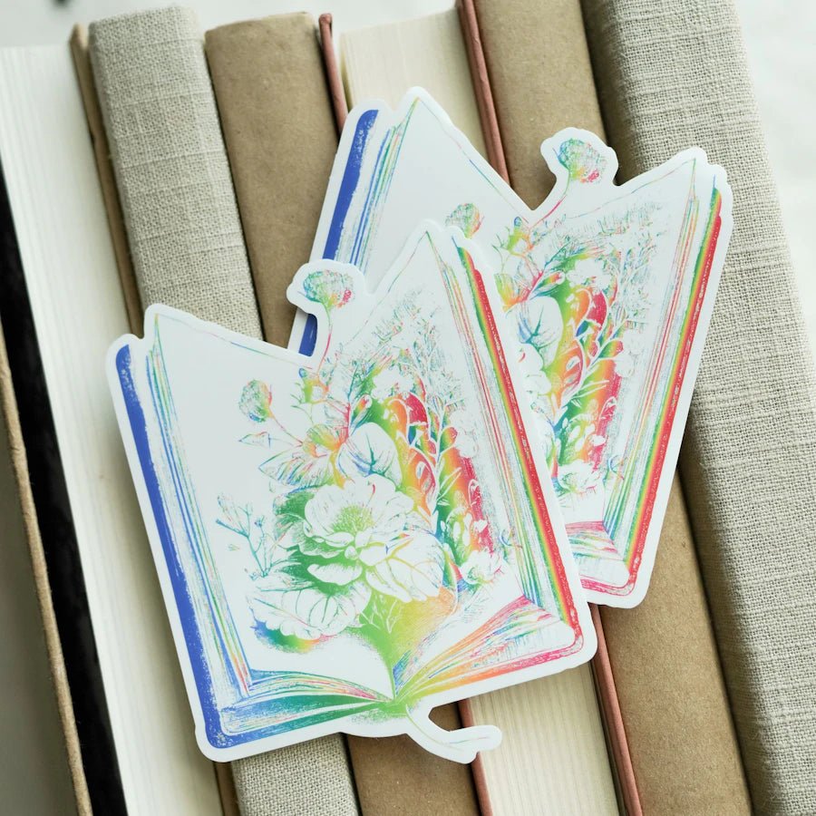 Rainbow Book Flower Transparent Sticker