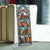 Stained Glass Bookshelf Metal Bookmark features a gothic library-inspired bookshelf design with stars and moons.