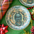 A Christmas Carol Dessert Plate features Marley as Scrooge's door knocker, 1800s English, garland, holly, and gold rim edge