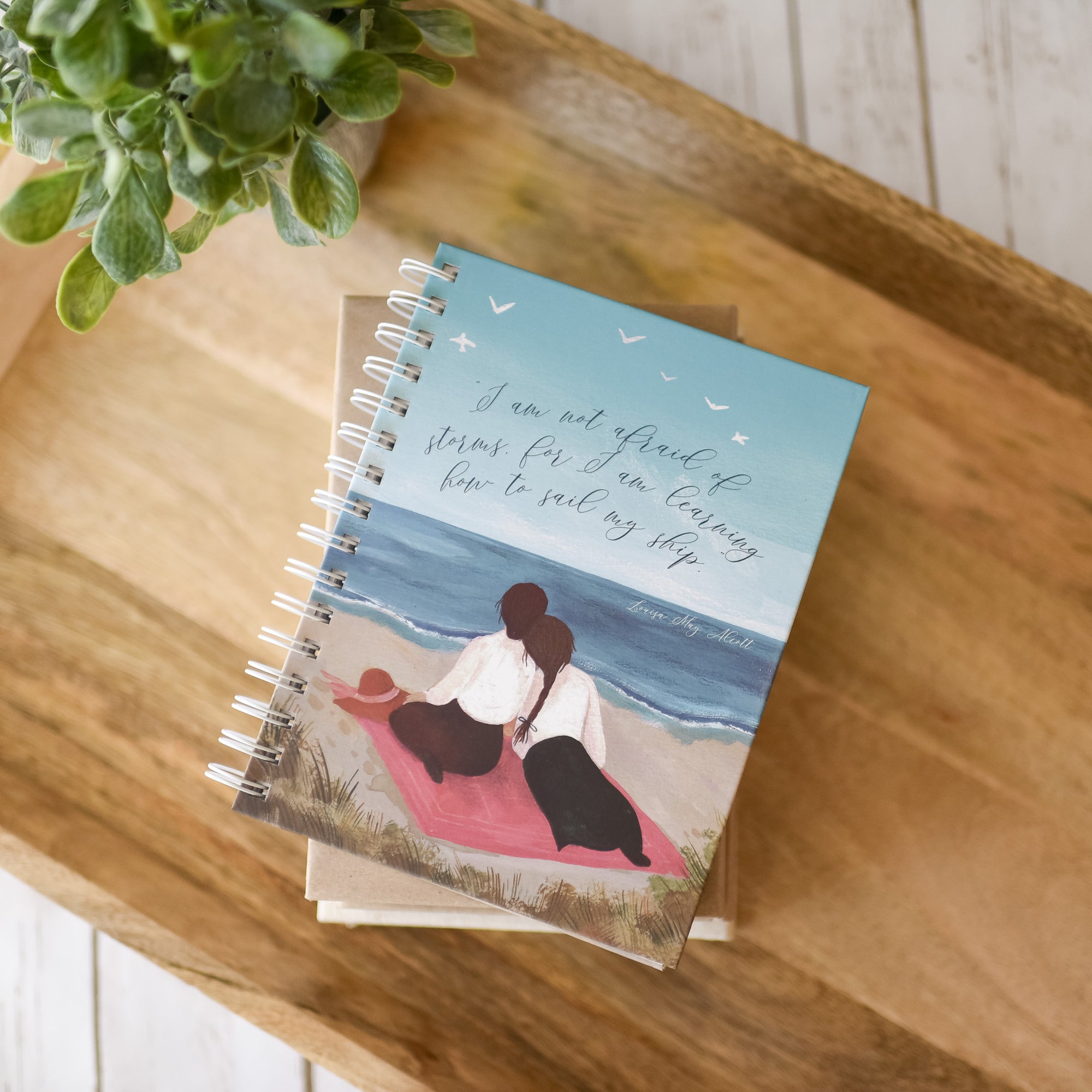 Little Women Spiral Notebook with a seaside scene of Beth and Jo March looking toward the ocean