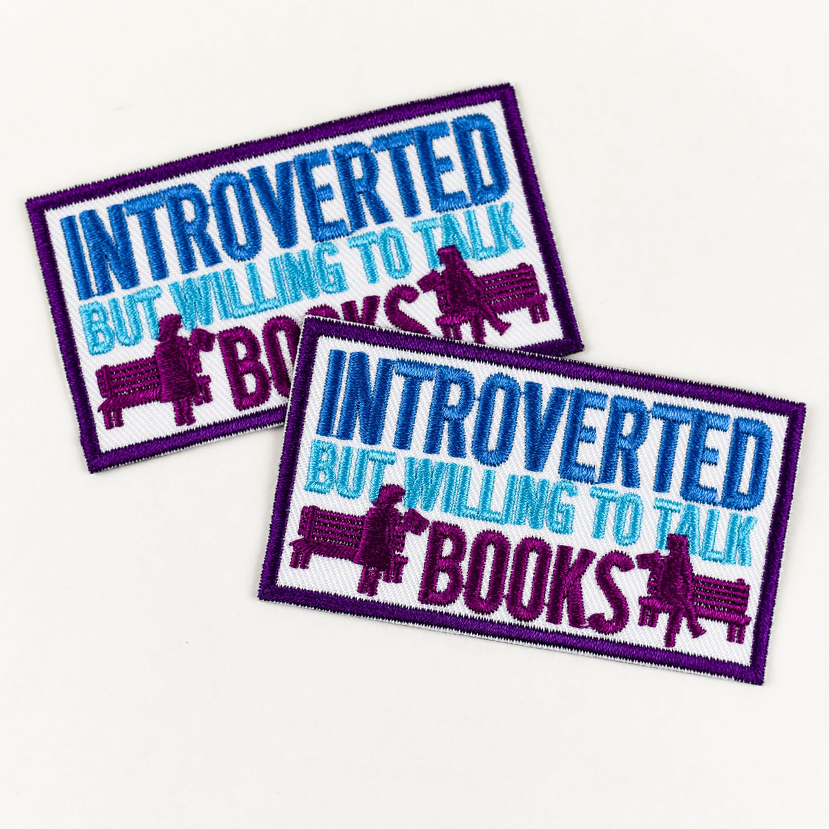Introvert But Willing to Talk about Books Patch with benches and books 