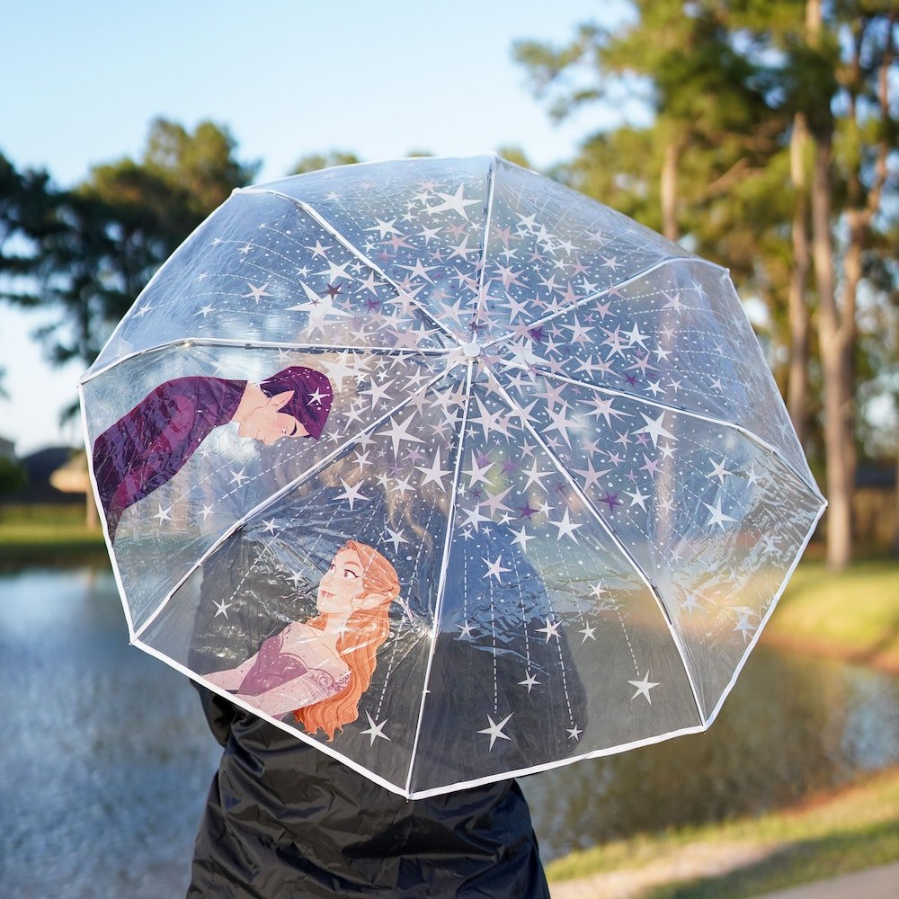 Starfall Clear Umbrella displaying Feyre and Rhysand under the Night Court stars