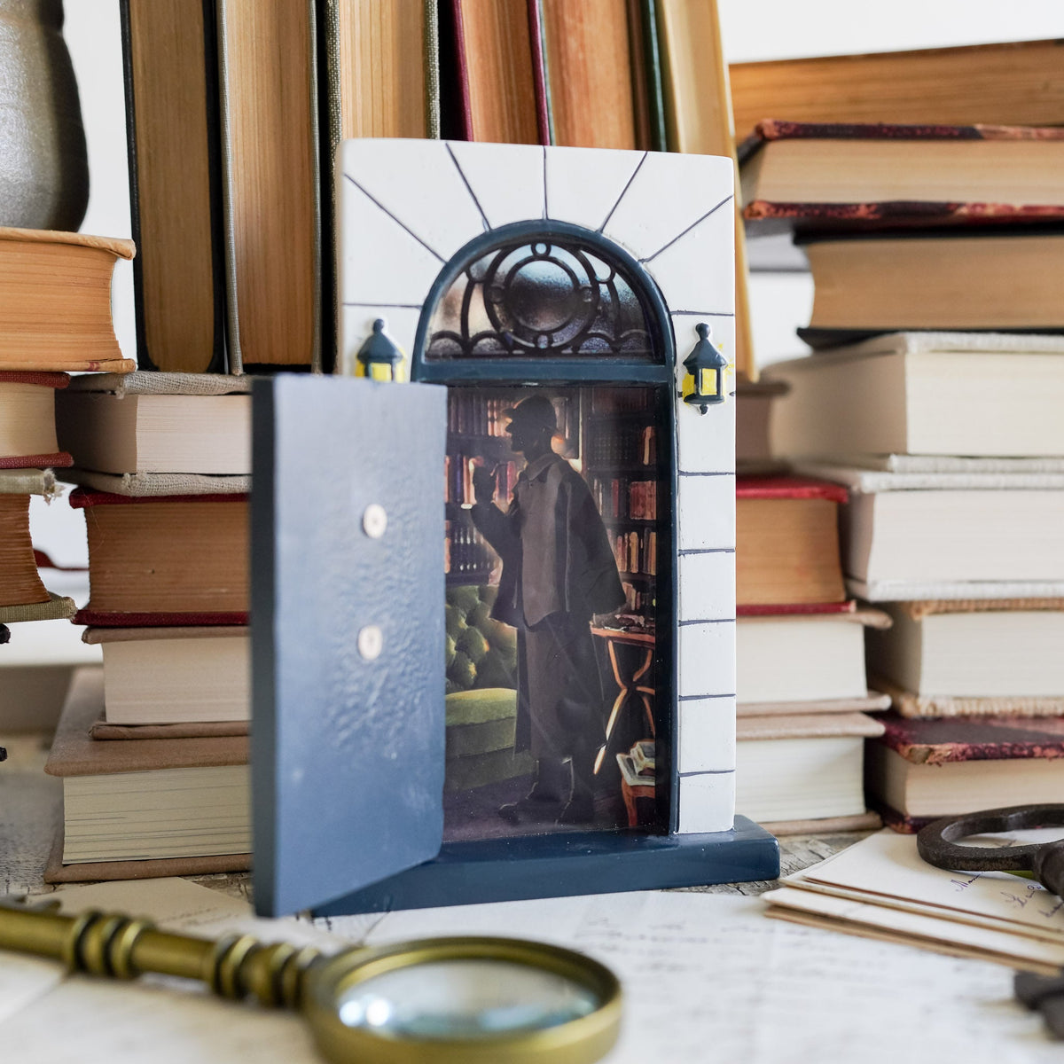 Baker Street Fairy Door with an image of Sherlock Holmes in his study