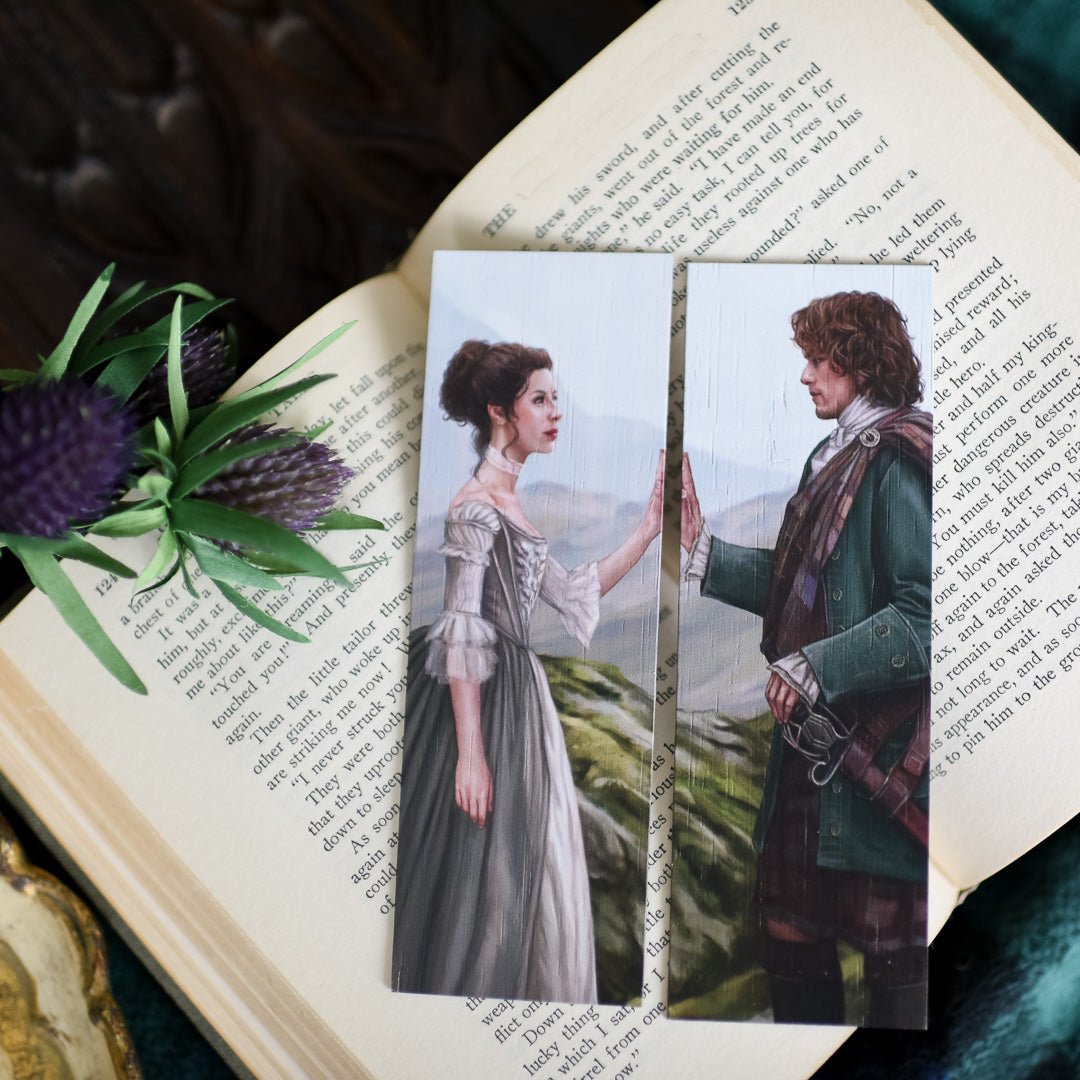 Jamie and Claire Wooden Bookmark with Jamie on the front and Claire on the back