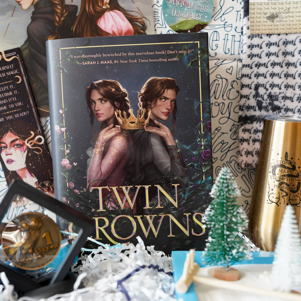 Magic Awakens Crate with Twin Crowns, the book cover shows two princesses back to back with their hands on the same crown