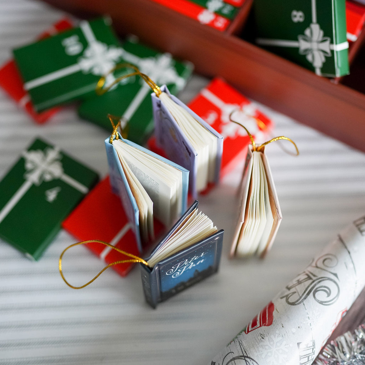 Mini Classic Literature Book Ornament Advent Calendar with 25 tiny books by classic authors