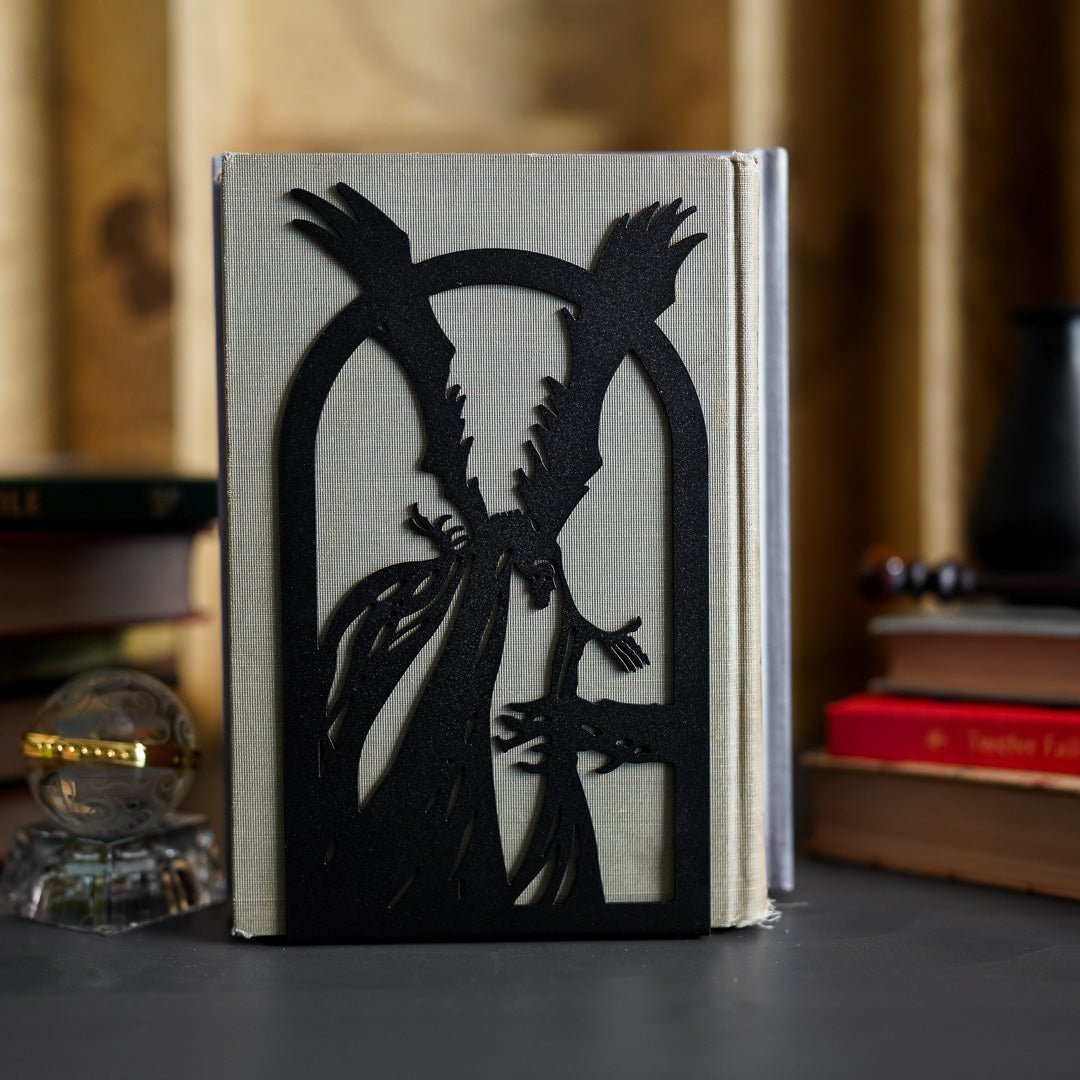  Brothers Bookends are black metal with cutout designs of the three brothers on one side and death on the other side