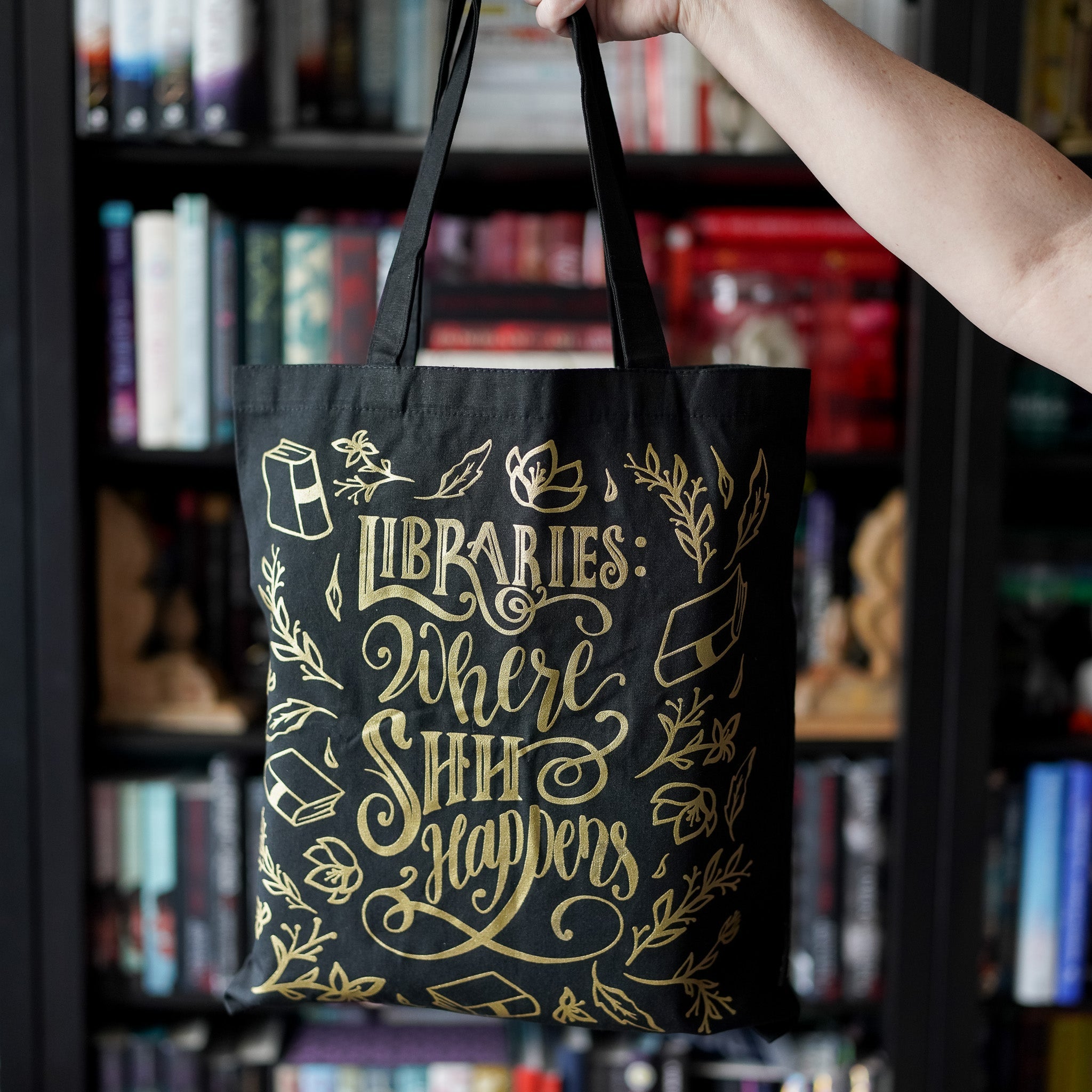 Where Shhhh Happens Book Tote Bag  Gift for Book Lovers - LitJoy Crate