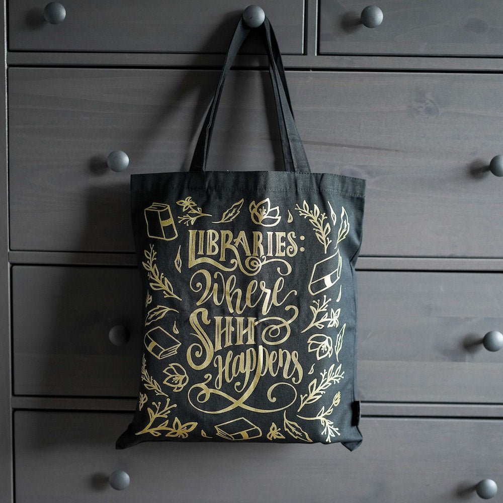 Where Shhhh Happens Book Tote from LitJoy Crate | Collectibles & Gifts for Booklovers